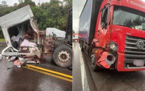 Acidente entre caminhões na Rota do Sol mobiliza bombeiros e SAMU