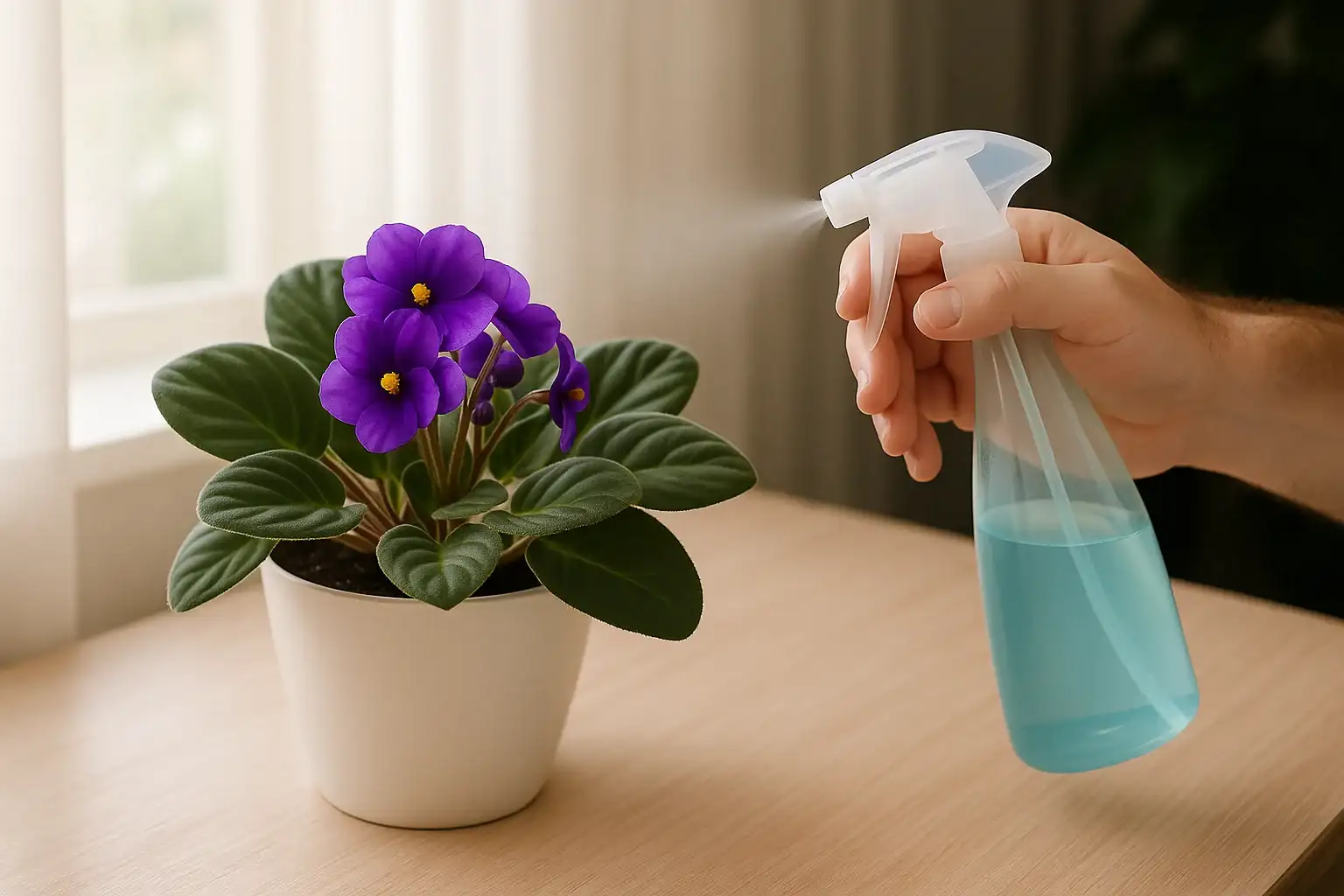 Violeta 3 passos para fazer florescer com força usando apenas luz e borrifador