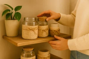 Como criar potes organizadores usando cestos e barbantes