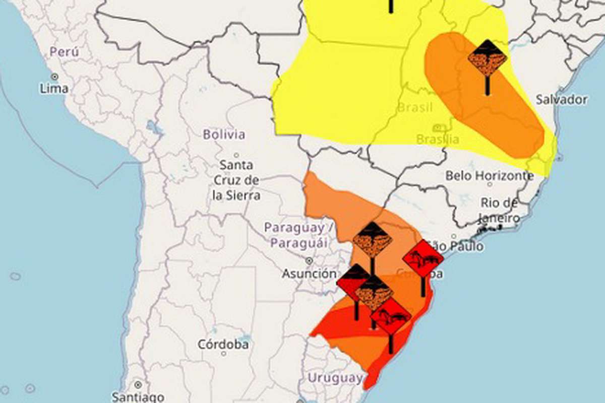 Inmet emite 3 alertas vermelhos para o RS, o mais grave