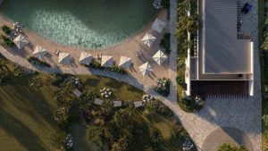 O novo refúgio de luxo no Litoral: praia artificial e garagem náutica