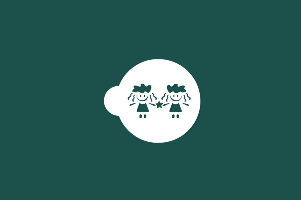 Ilustração do signo de Gêmeos contendo duas figuras humanas estilizadas lado a lado em fundo verde-escuro