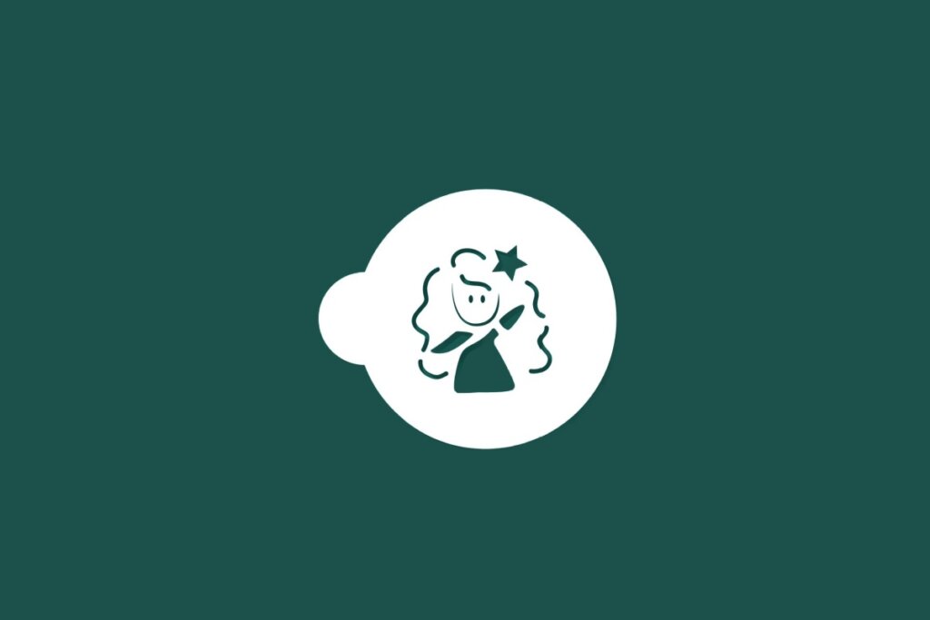 Ilustração do signo de Virgem contendo uma figura feminina estilizada com estrela em fundo verde-escuro