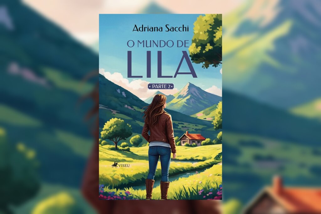 Capa do livro "O Mundo de Lila", com a ilustração de uma mulher olhando para montanhas 