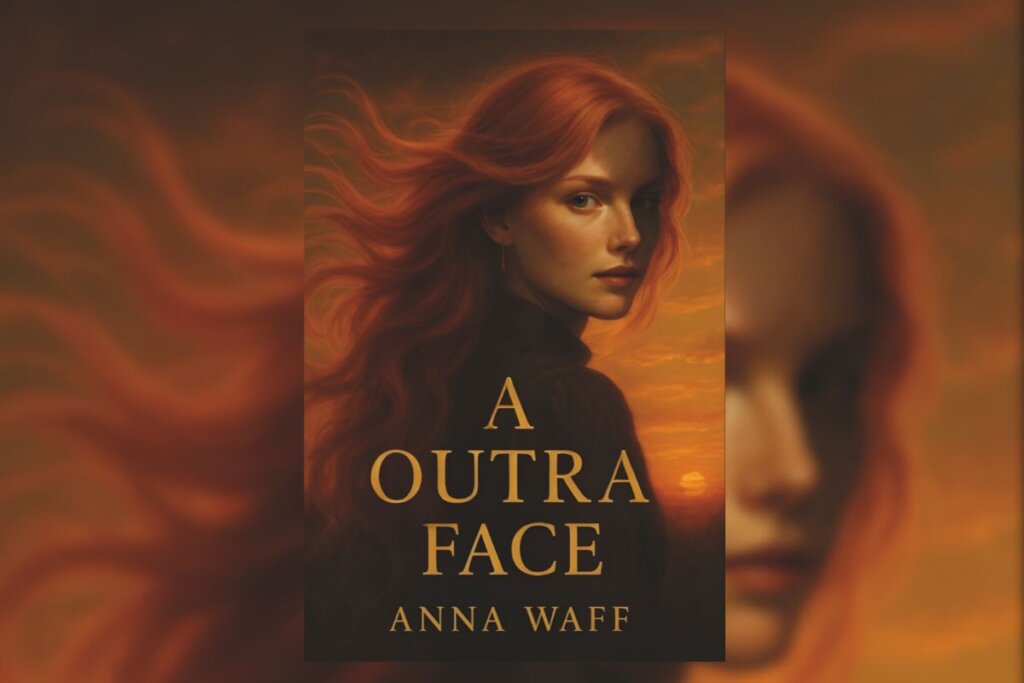 Capa do livro "A outra face", com a ilustração de uma mulher ruiva olhando para o lado 