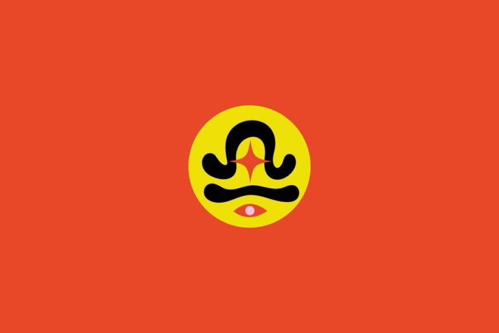 Ilustração do signo de libra dentro de um círculo amarelo em um fundo laranja