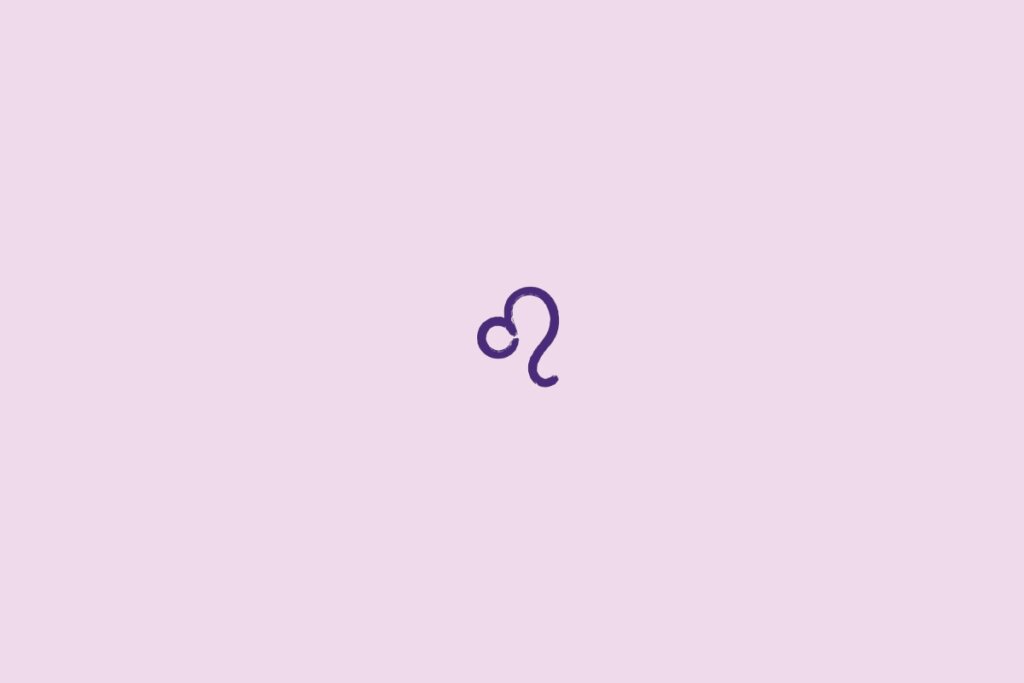 Ilustração do signo de leão em roxo em um fundo roxo-claro
