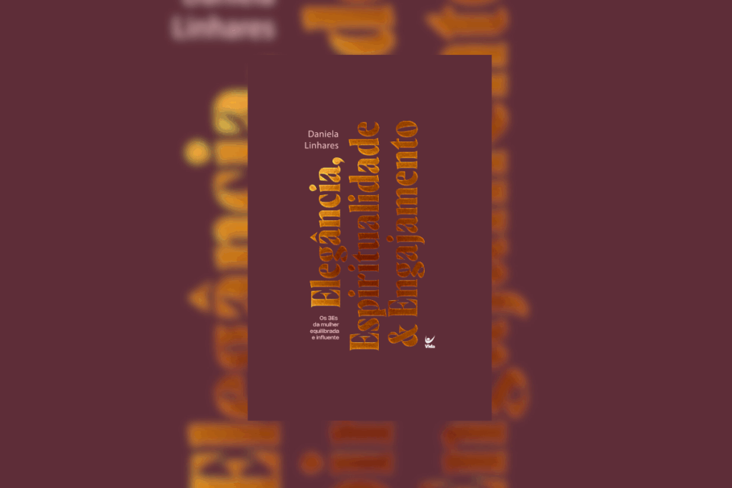 Capa de livro na cor vinho com título e nome da autora escrito em dourado