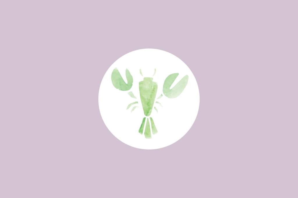 Círculo centralizado em um fundo roxo e com a ilustração do signo de câncer dentro