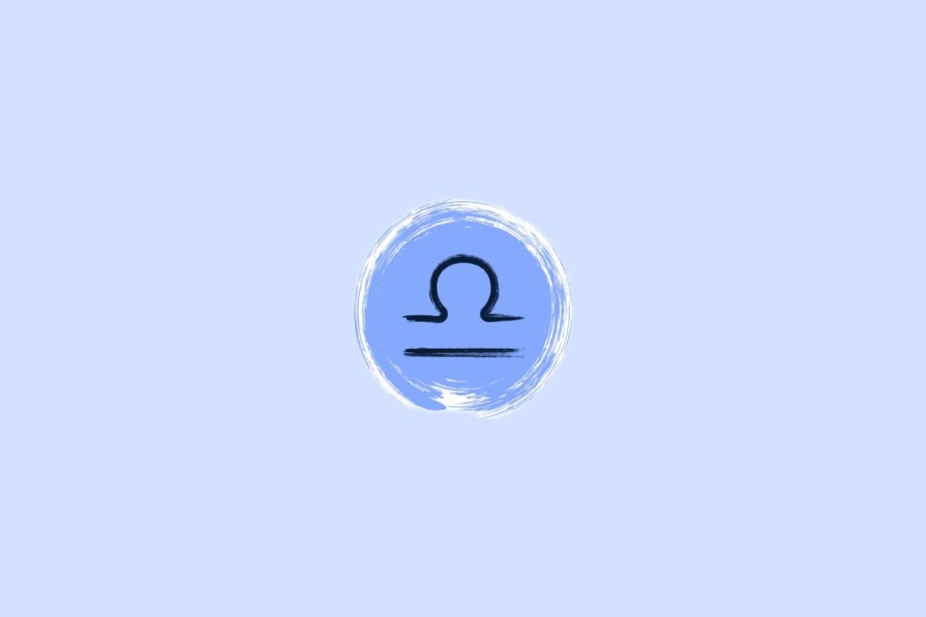 Ilustração do signo de libra na cor preta em um fundo azul-claro