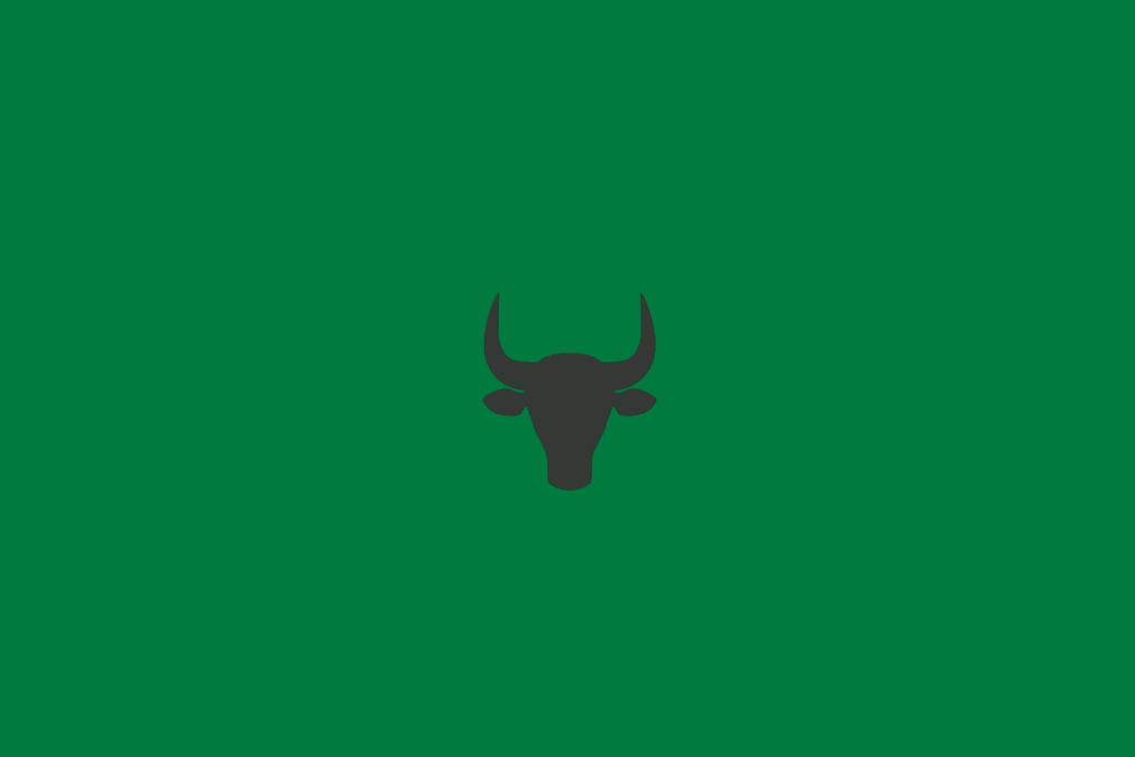 Símbolo do signo de Touro em preto em fundo verde