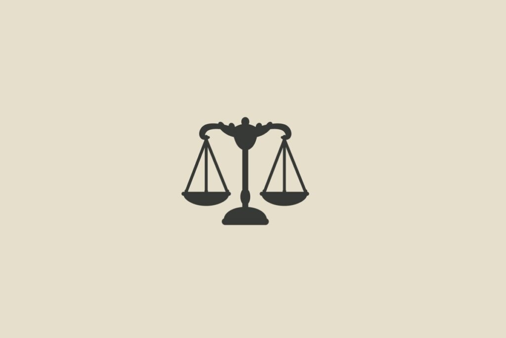 Ilustração do signo de Libra cinza em um fundo bege