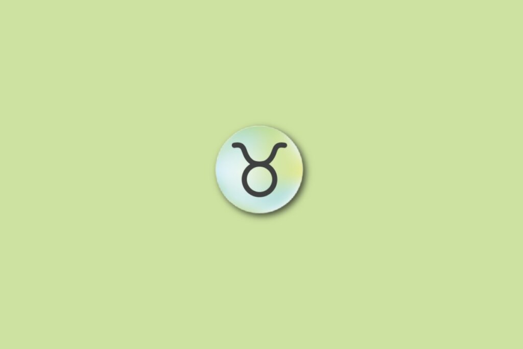 Ilustração do signo de touro, em um círculo com as cores verde, azul e amarelo, sobre um fundo verde