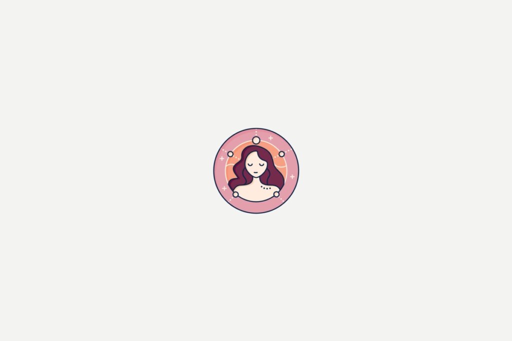 Ilustração do signo de Virgem dentro de um círculo rosa