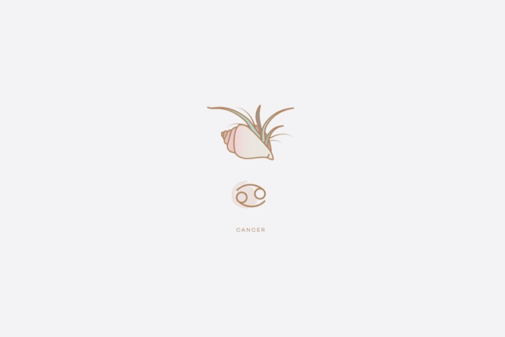 Ilustração do signo de Câncer em um fundo cinza