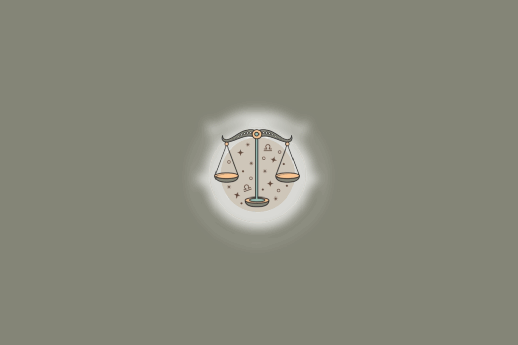 Ilustração de uma balança iluminada por luz branca em fundo verde musgo