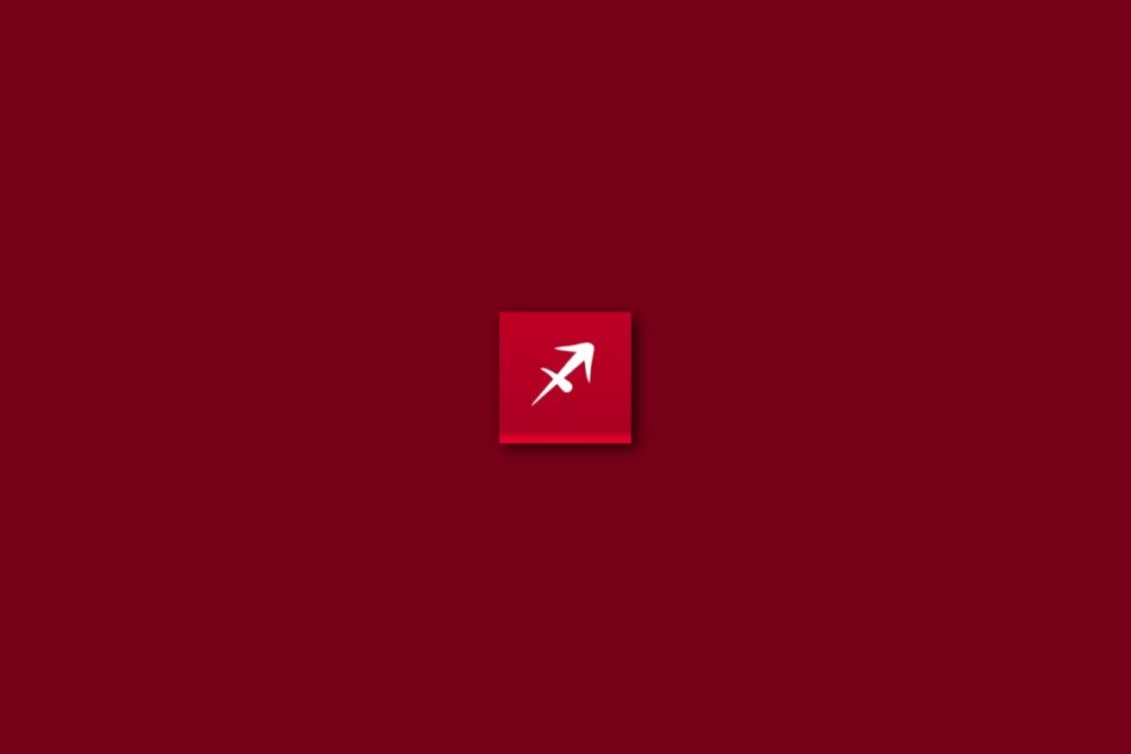 Ilustração do signo de sagitário em um fundo vermelho